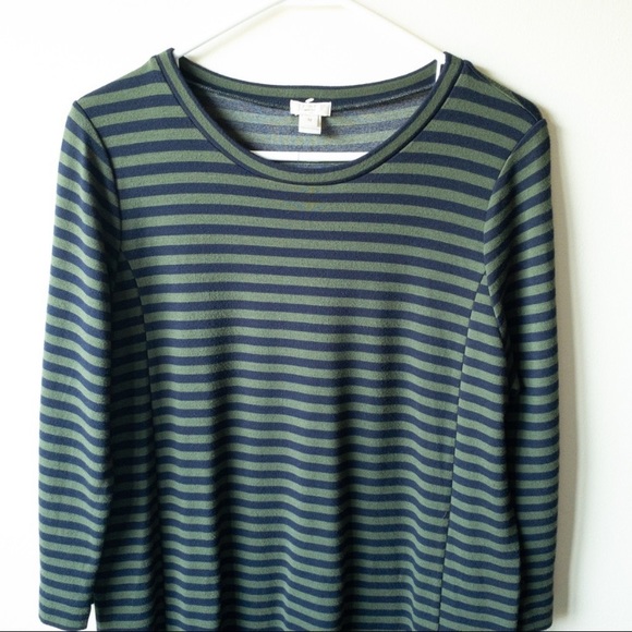 J.Crew Factory Blue Green Ponte Striped Dress Size M - Picture 3 of 4